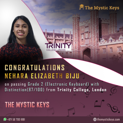 Nehara Elizabeth biju passed trinity exam