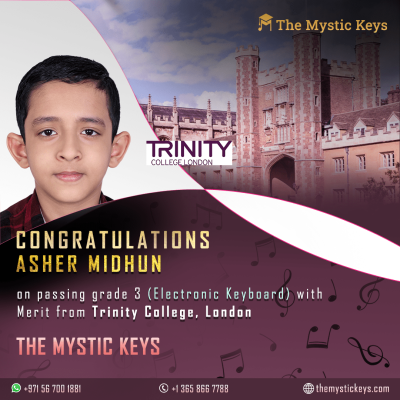 student at the mystic keys passes trinity college london exam
