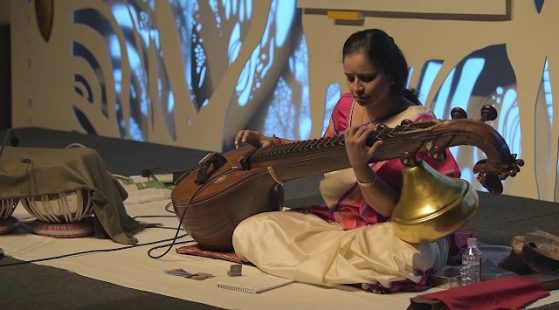 Woman playing veena